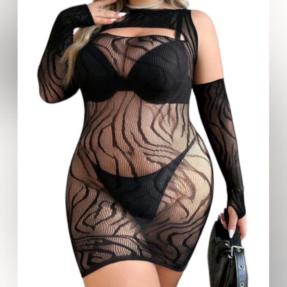 Fishnet Bodycon Babydoll Dress